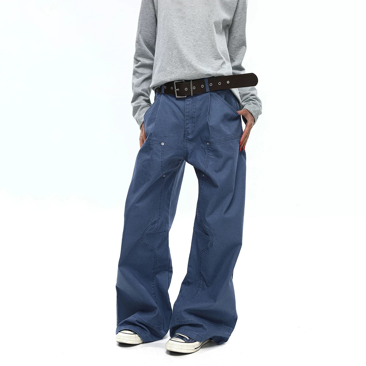 TRUQUEST Vintage Wide Leg Loose Straight Overalls