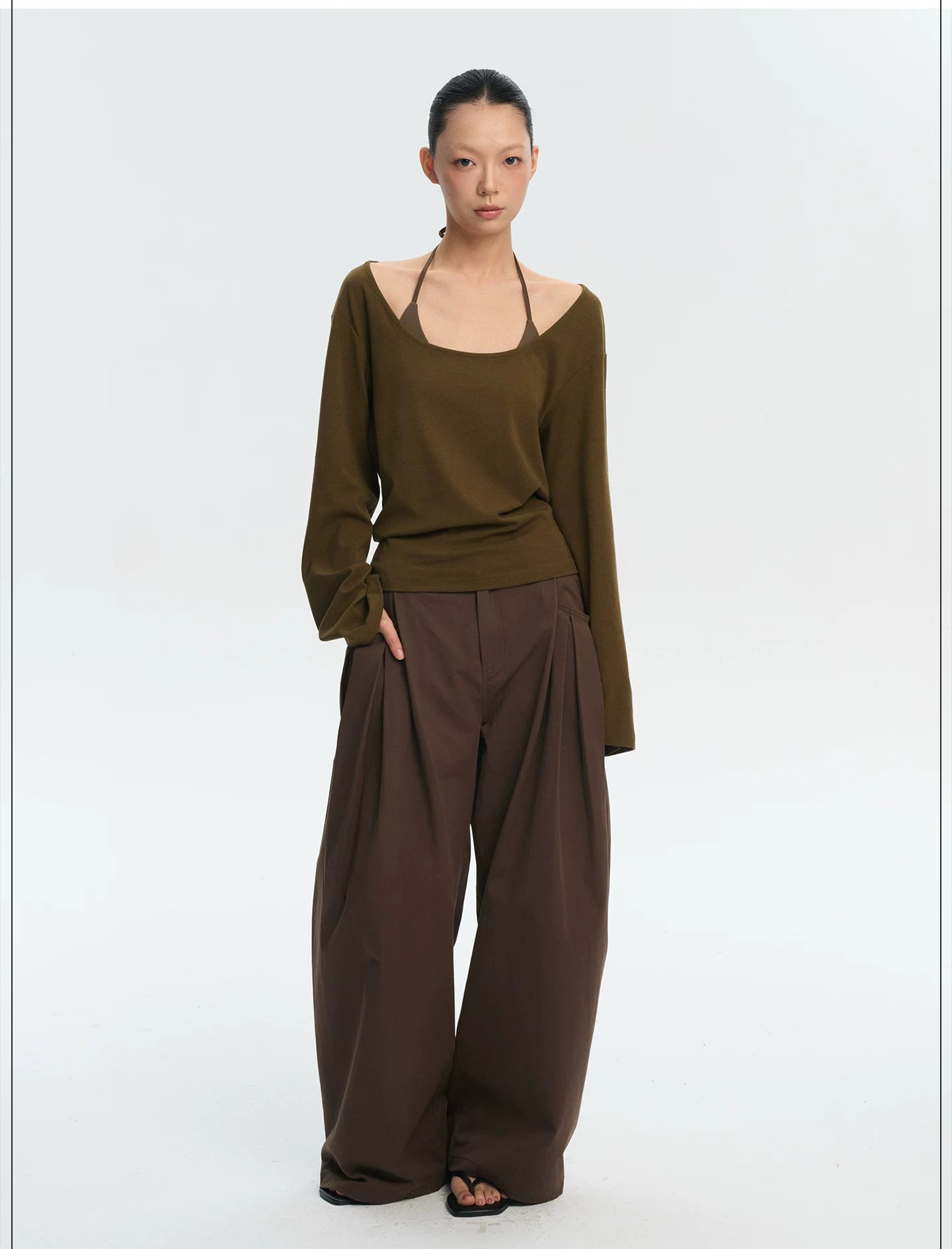 LINY LIBERTY Lazy Loose Waist High Elastic Knitted Long Sleeves