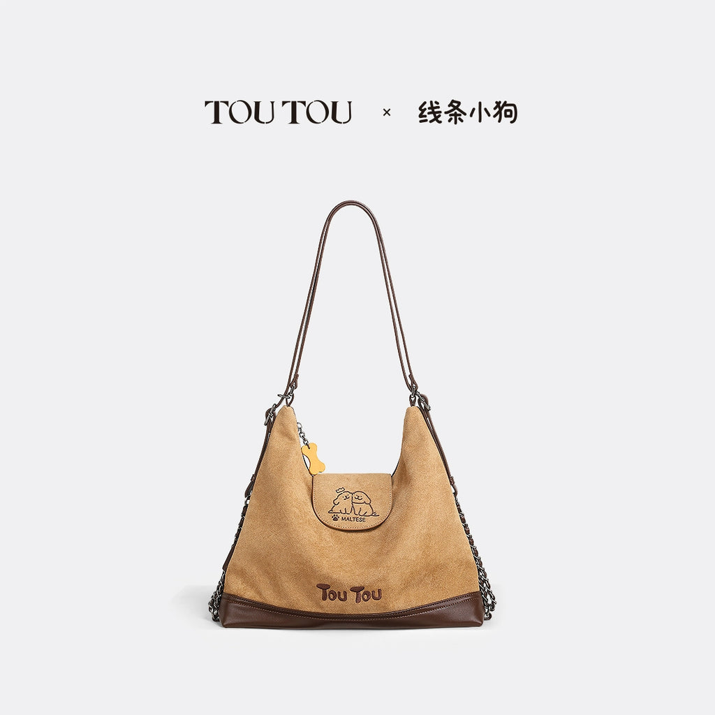 TOUTOU Faux Leather Zip-Top Tote Bag