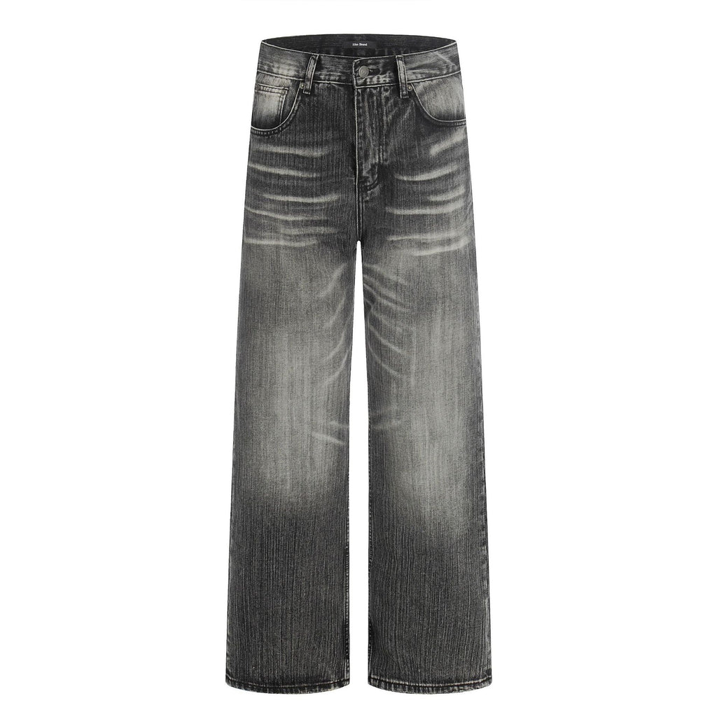 11KN American Washed 3D Whiskering Straight Leg Jeans