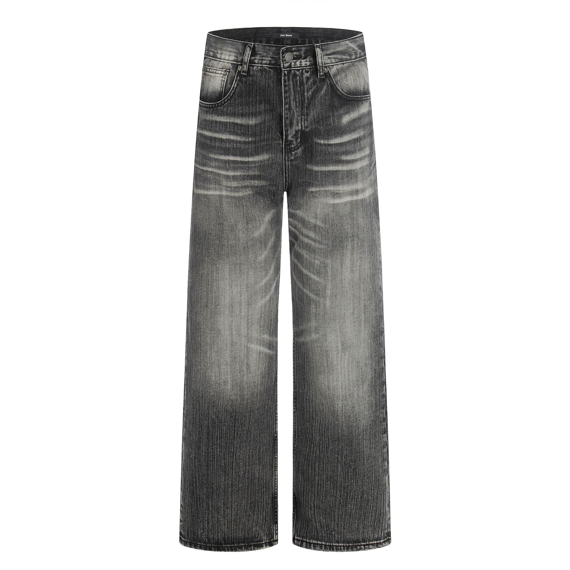 11KN American Washed 3D Whiskering Straight Leg Jeans