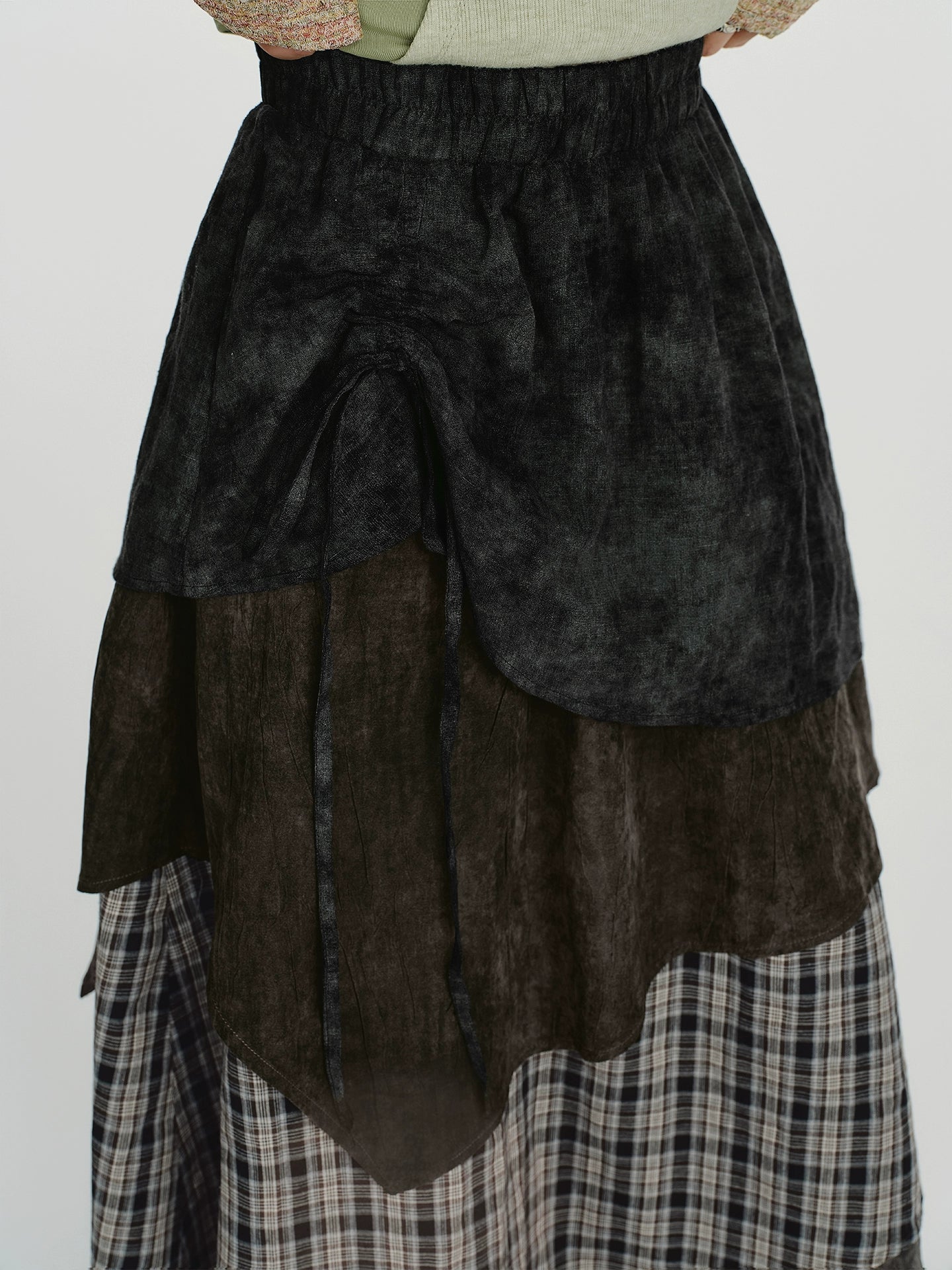 Girlyhalo Vintage Plaid Multi-Layer Cake Skirt