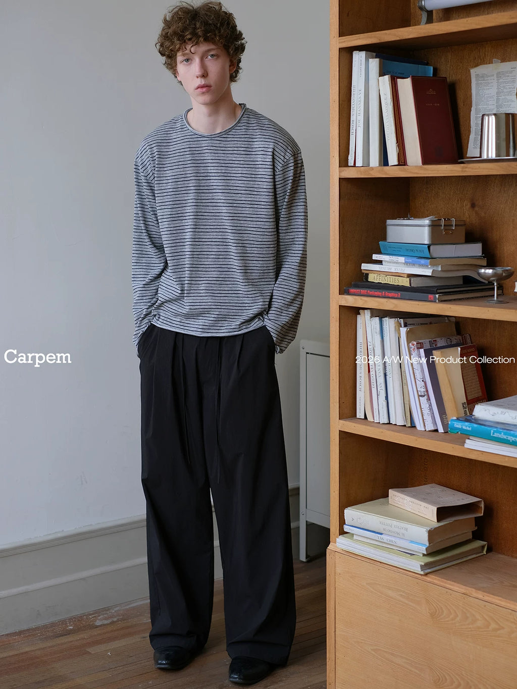 CARPEM Cotton-Feel Striped Long-Sleeve Top with Rolled Hem