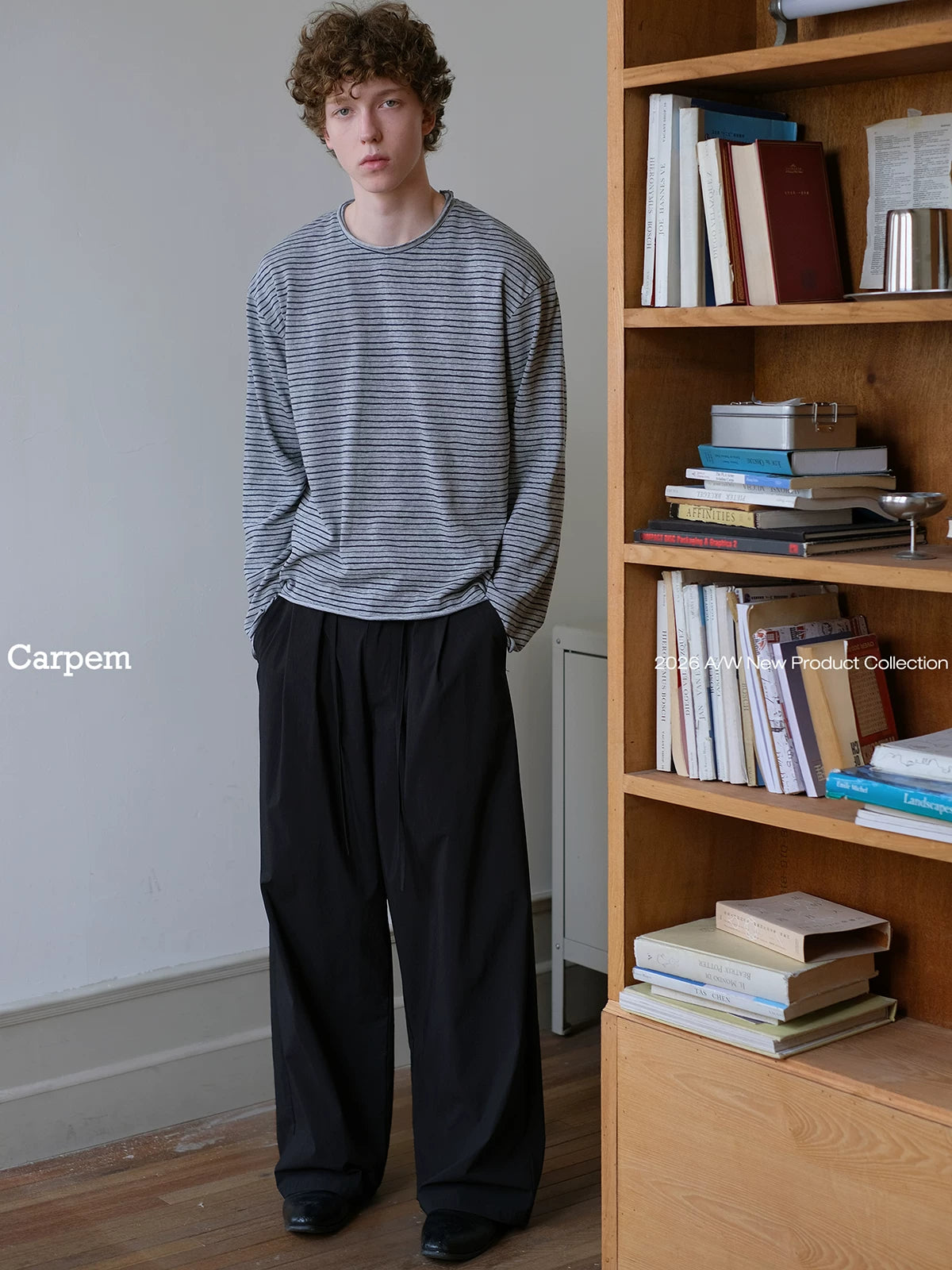 CARPEM Cotton-Feel Striped Long-Sleeve Top with Rolled Hem