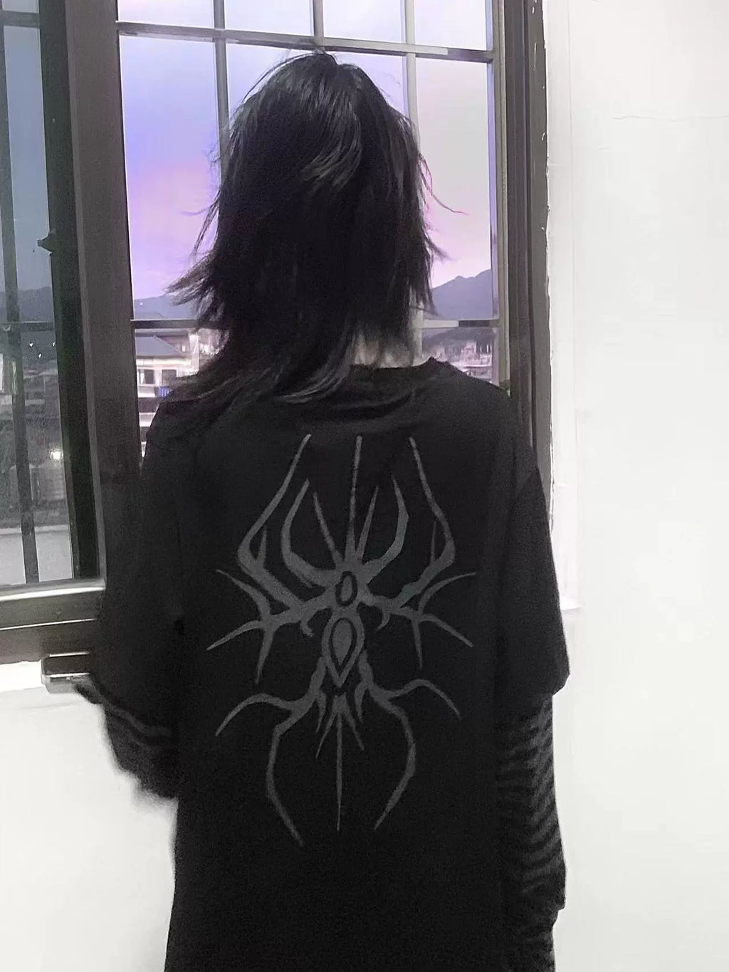 Wetbody Rock Diablo Print Fake Two Piece Long Sleeve