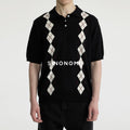 SINONOME Diamond-Pattern 400g Breathable Cropped Polo Shirt
