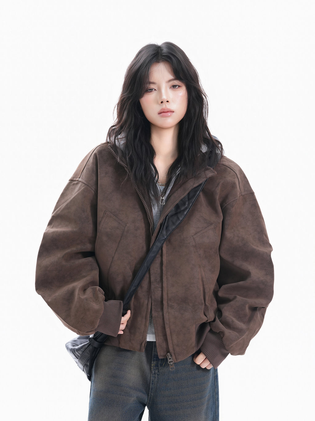 Zuocisankon Loose Leather Jacket
