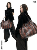 BINGBONG Large Capacity Snake Pattern Commuter Shoulder Tote Bag