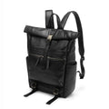 YADAMUI Black Obsidian Roll-Top Leather Backpack