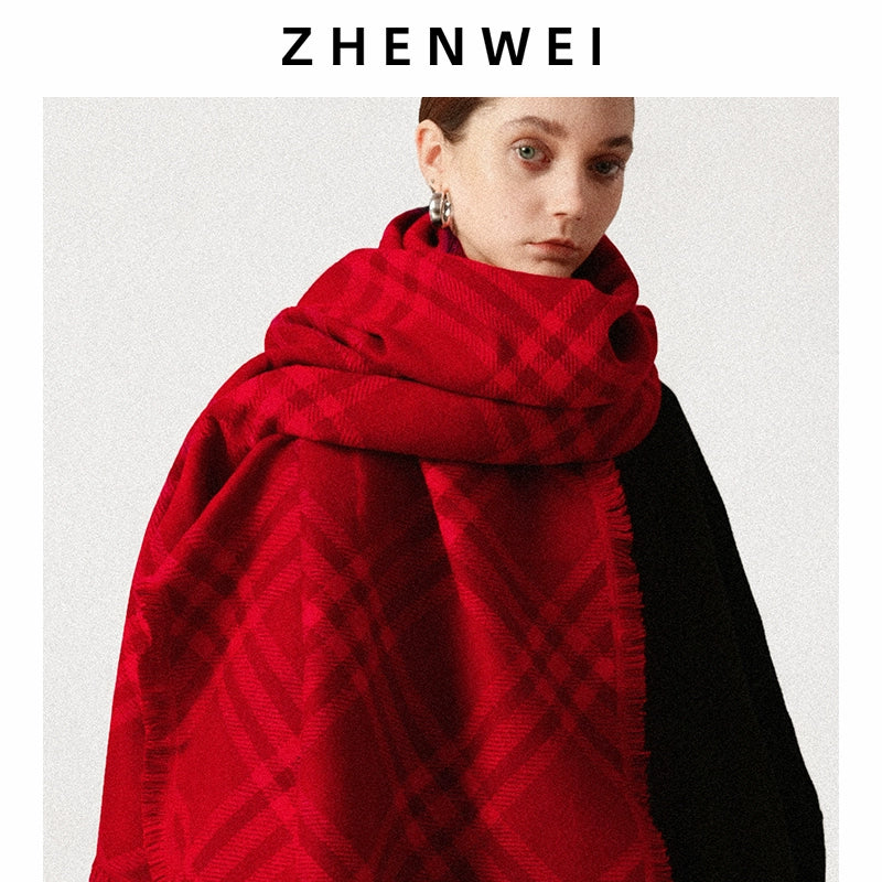 ZHENWEI Widened Large Shawl Plaid Scarf