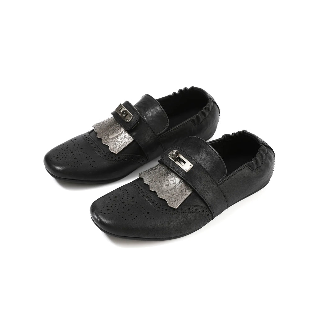 TAICHIISM Metal Embossed Leather Slip-On Mule