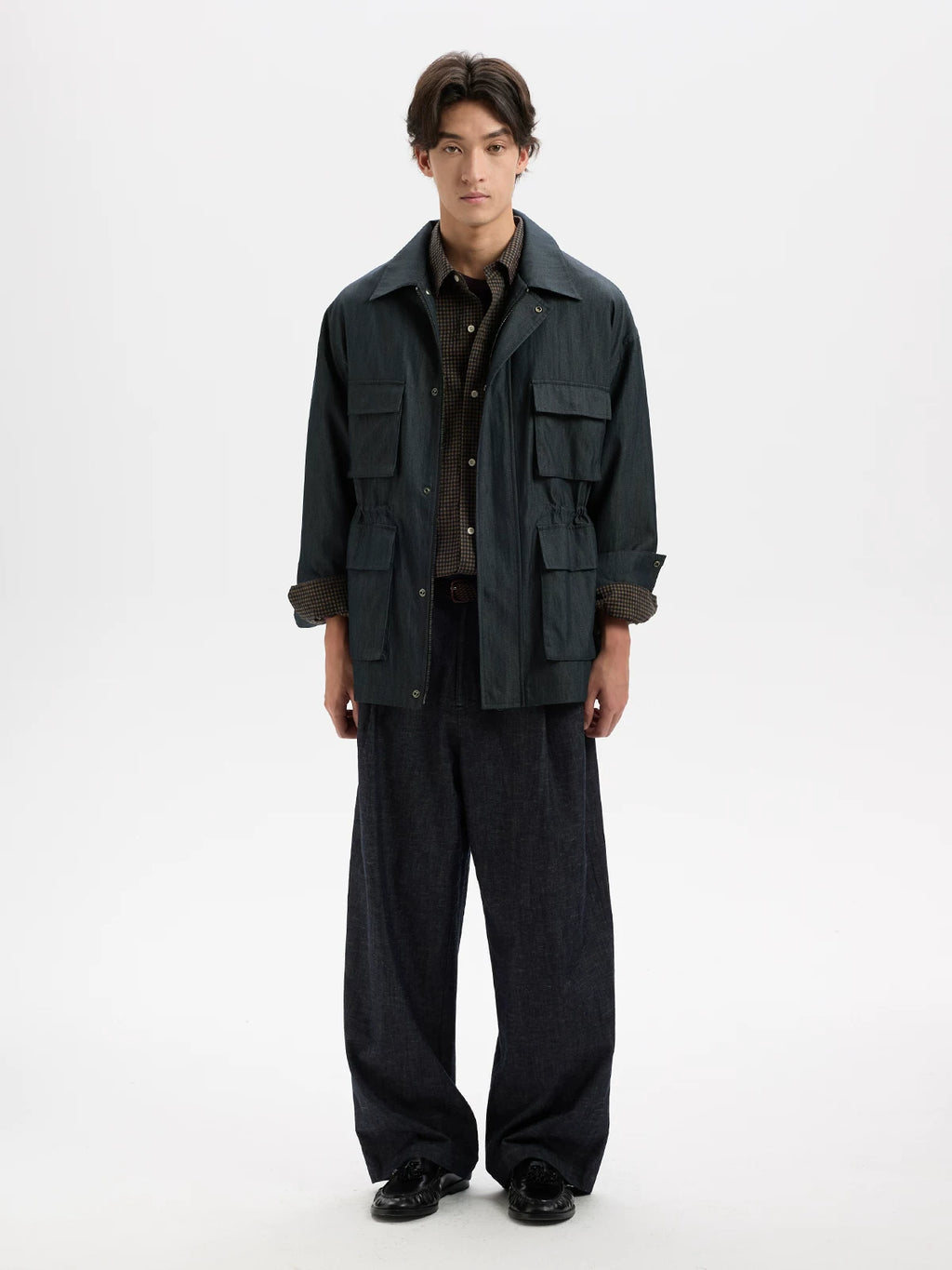 BUTTBILL Plaid Loose-Fit Breathable Long-Sleeve Shirt