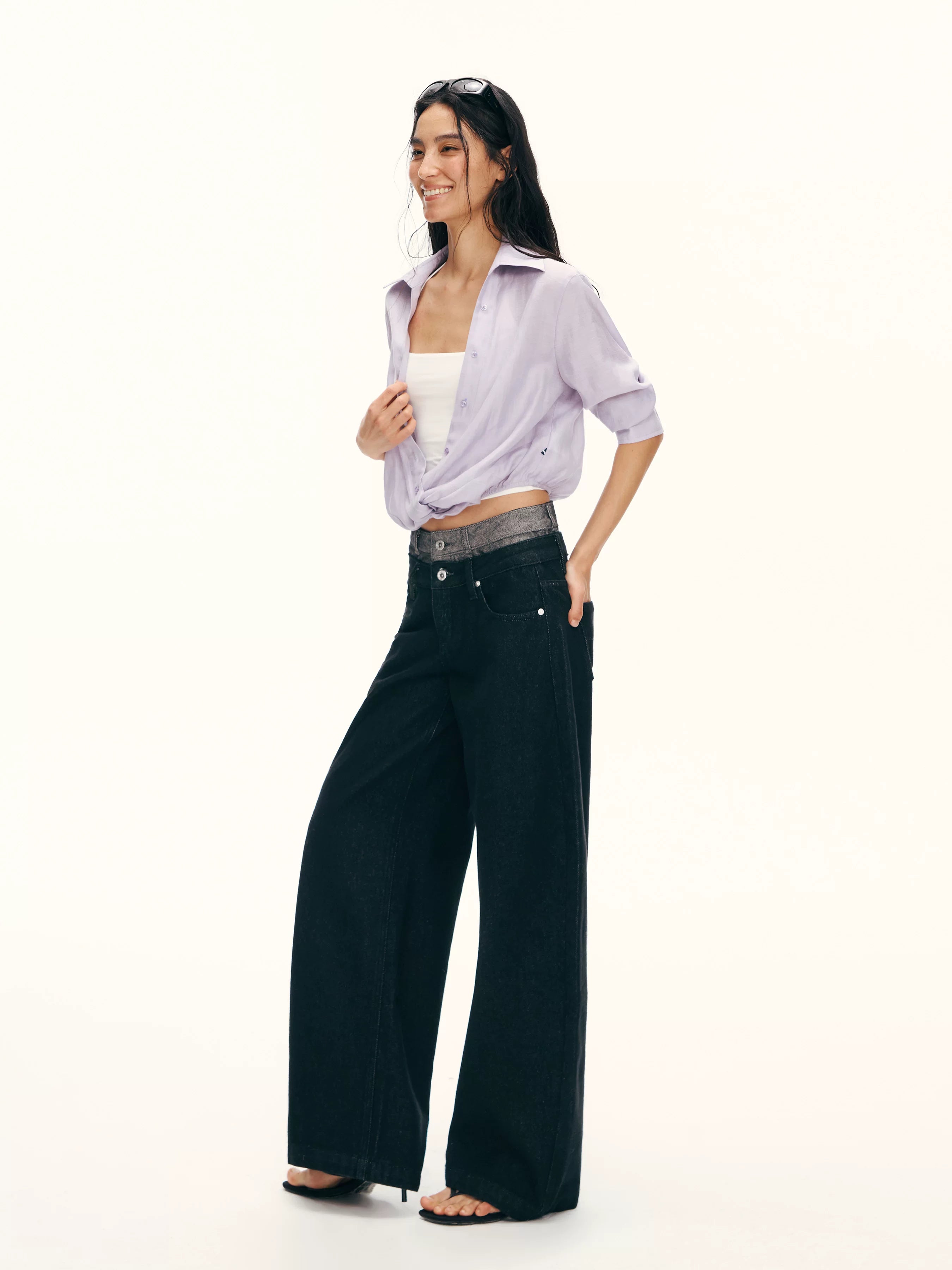 ARISEISM Black Label Low-Rise Wide-Leg Jeans