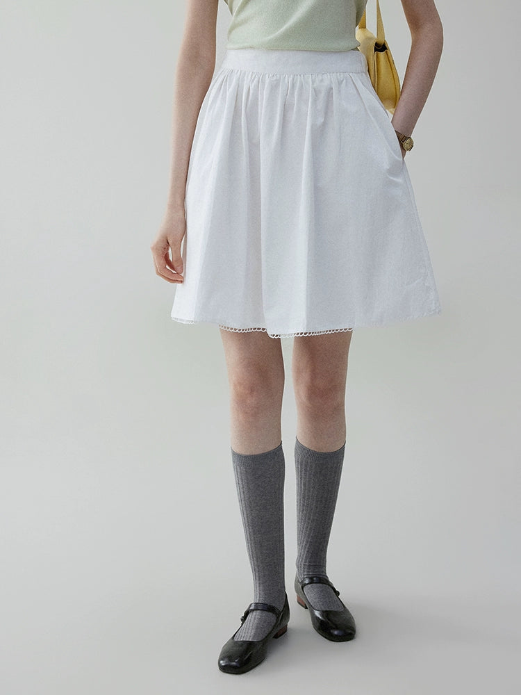 VOOE Semi-elastic Pleated Age-reducing Versatile A-shaped Skirt