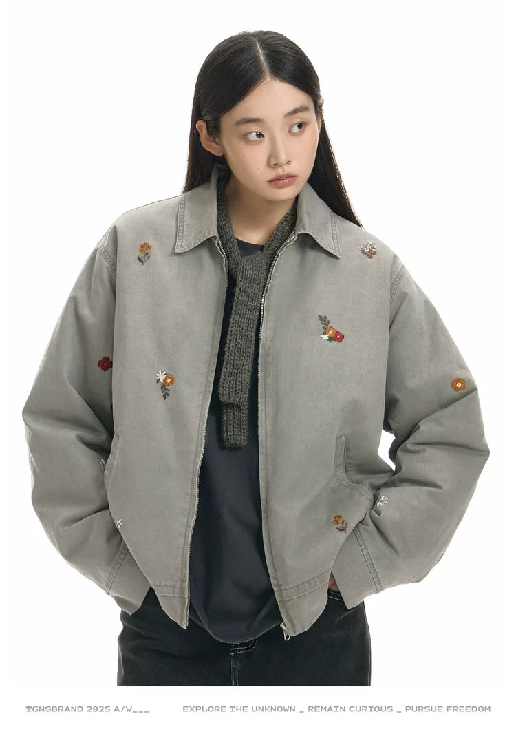 TGNS Small Flower Embroidered Short Tooling Jacket