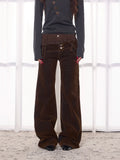 ANTSSTNA Double-Waist Spliced Straight-Leg Jeans