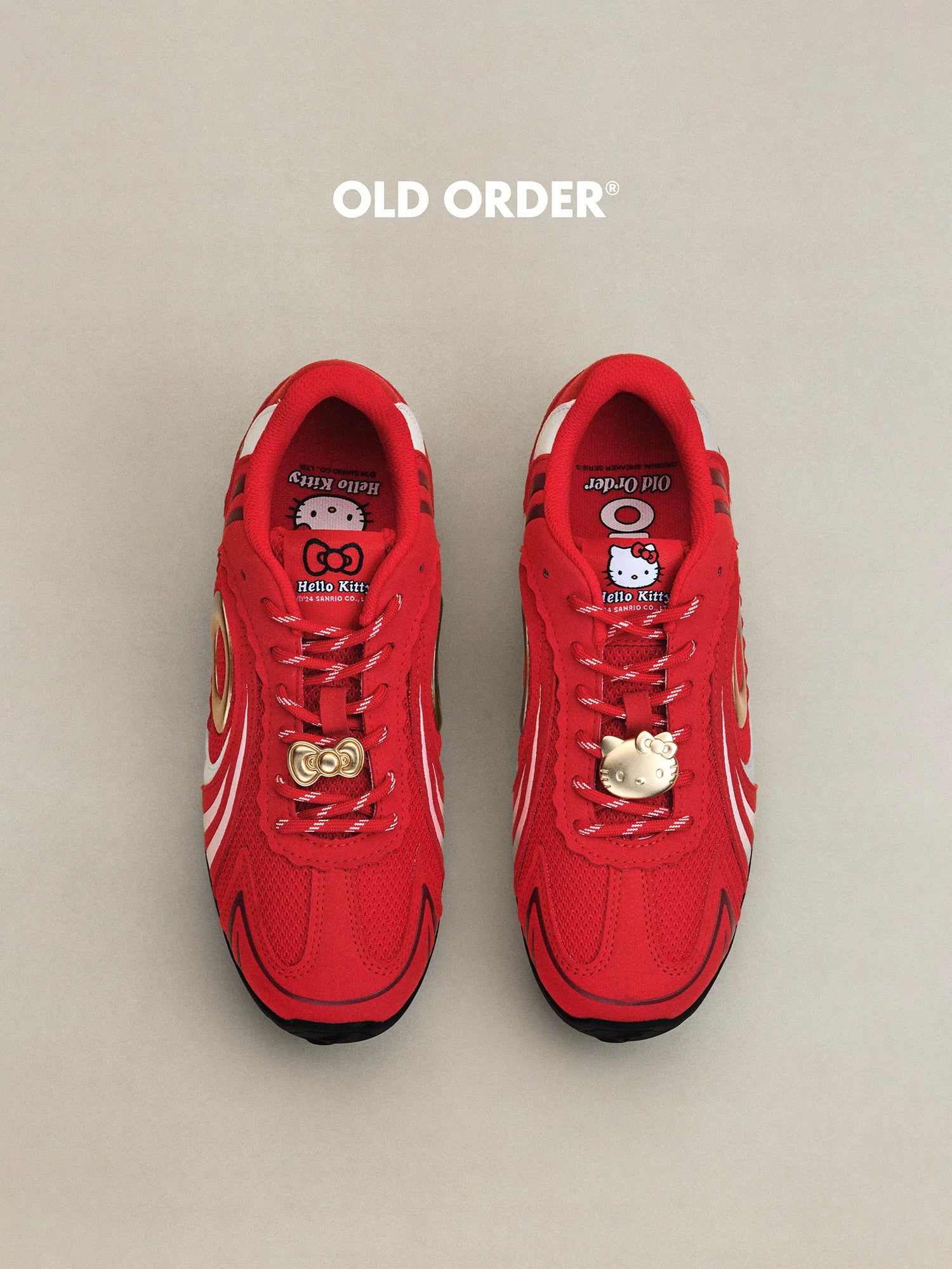 OLD ORDER Hello Kitty Red Suede Lace-Up Sneaker