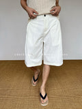CHEIN CHEN Minimalist Pleated Breathable Knee-Length Shorts