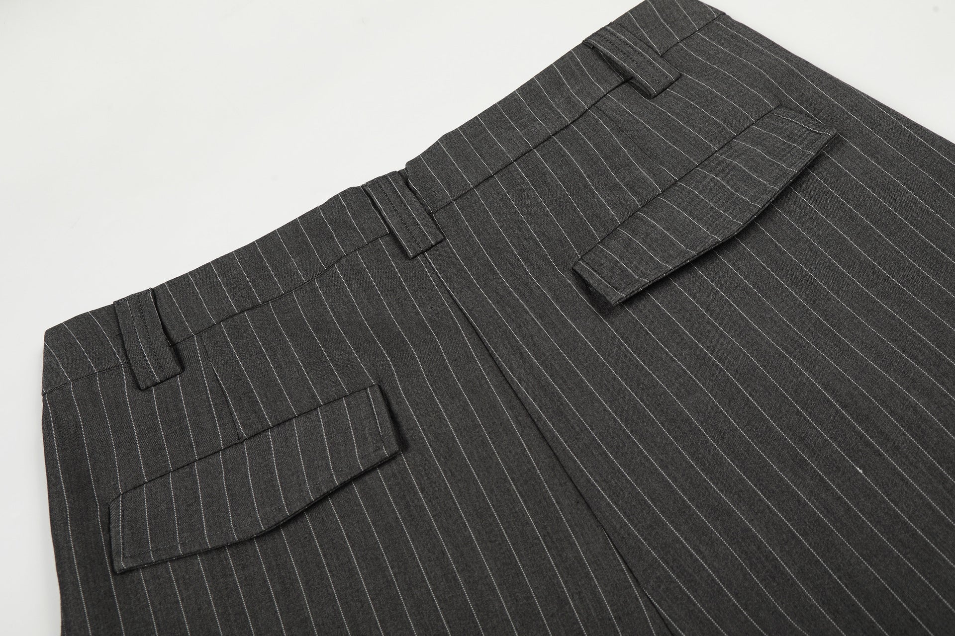 11KN Money Vertical Stripe Pleated Wide-Leg Trousers