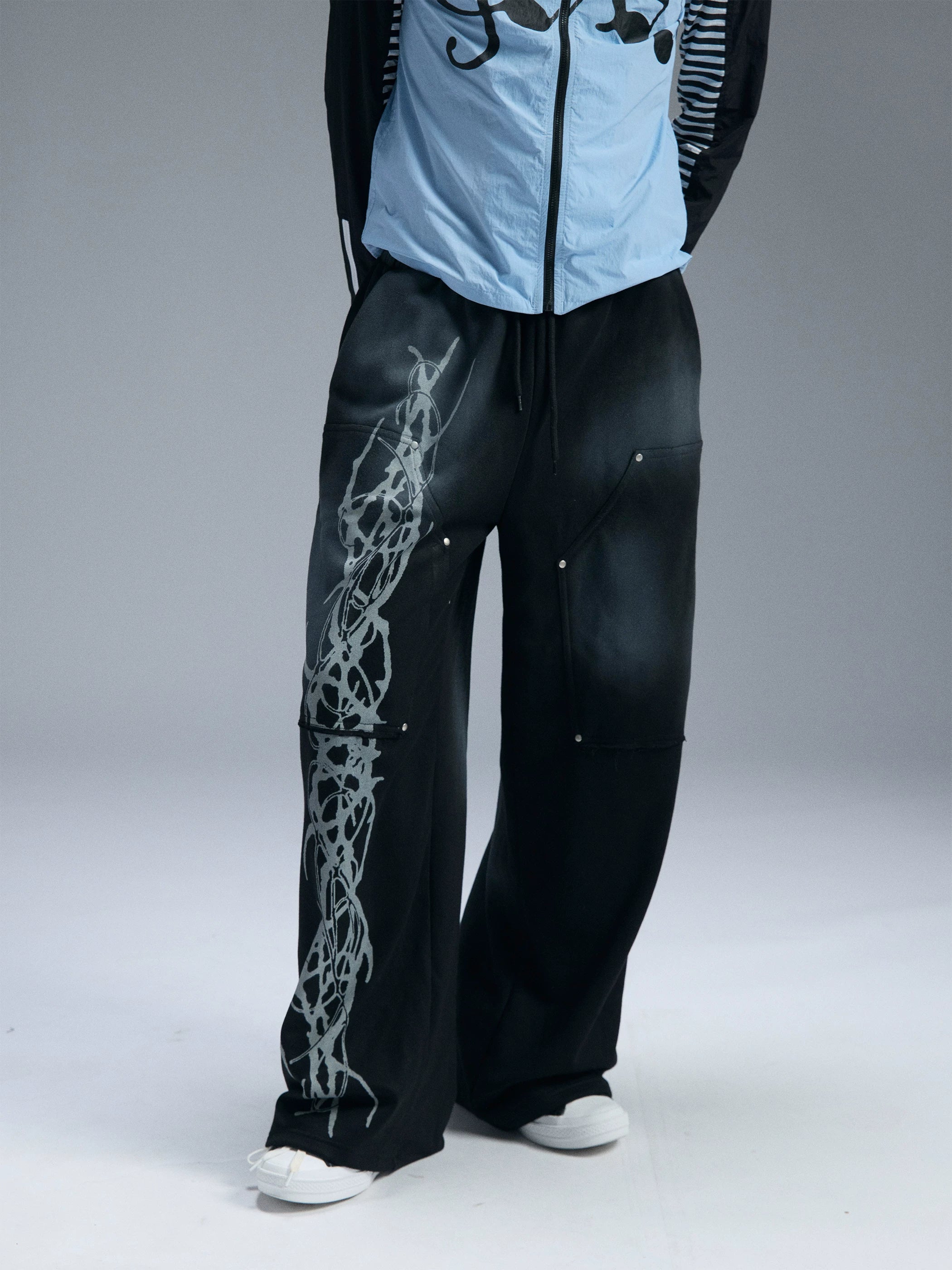 PAIKI Thorn Ink Splatter Baggy Sweatpants