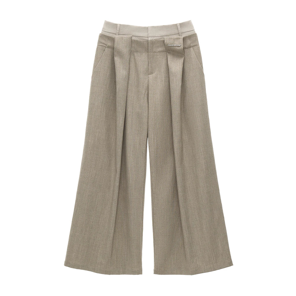 MAMC Double-Waist Plaid Loose Straight-Leg Trousers