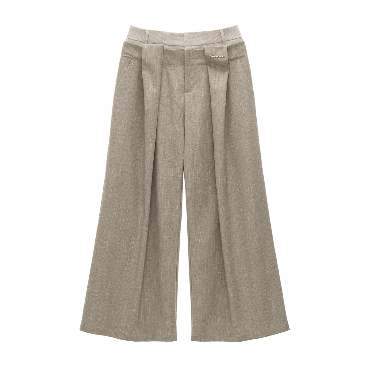MAMC Double-Waist Plaid Loose Straight-Leg Trousers
