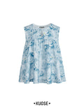 Kuose Floral Sleeveless Vest Top Skirt Two-piece Set