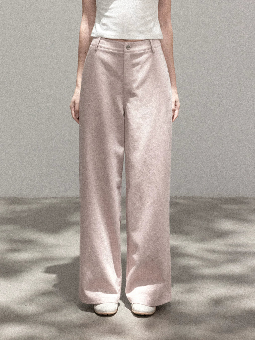Cantonstory Black High-Waist Wide-Leg Casual Trousers