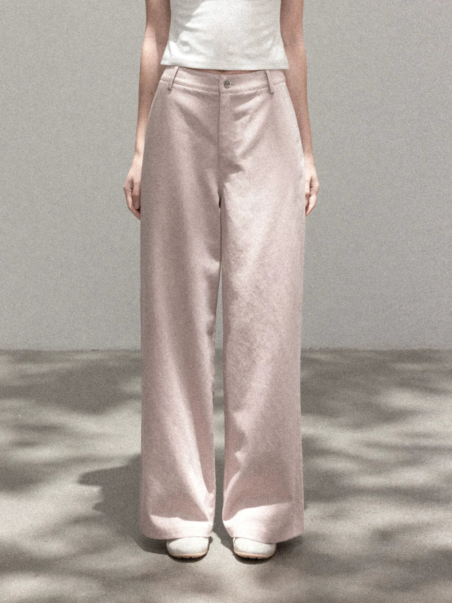 Cantonstory Black High-Waist Wide-Leg Casual Trousers