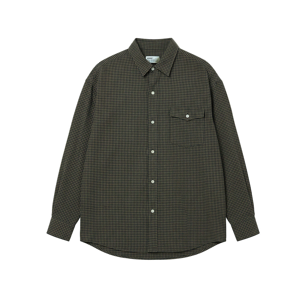 BUTTBILL Plaid Loose-Fit Breathable Long-Sleeve Shirt