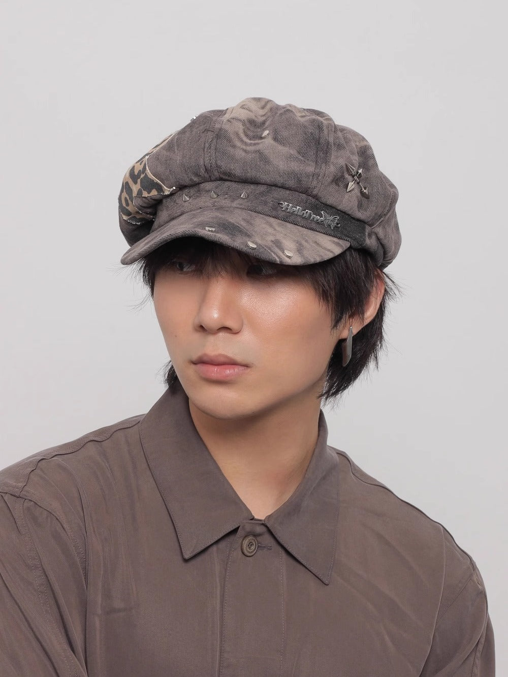 WORLDWIDE/niche Washed Tie-dye Y2k Rivet Beret