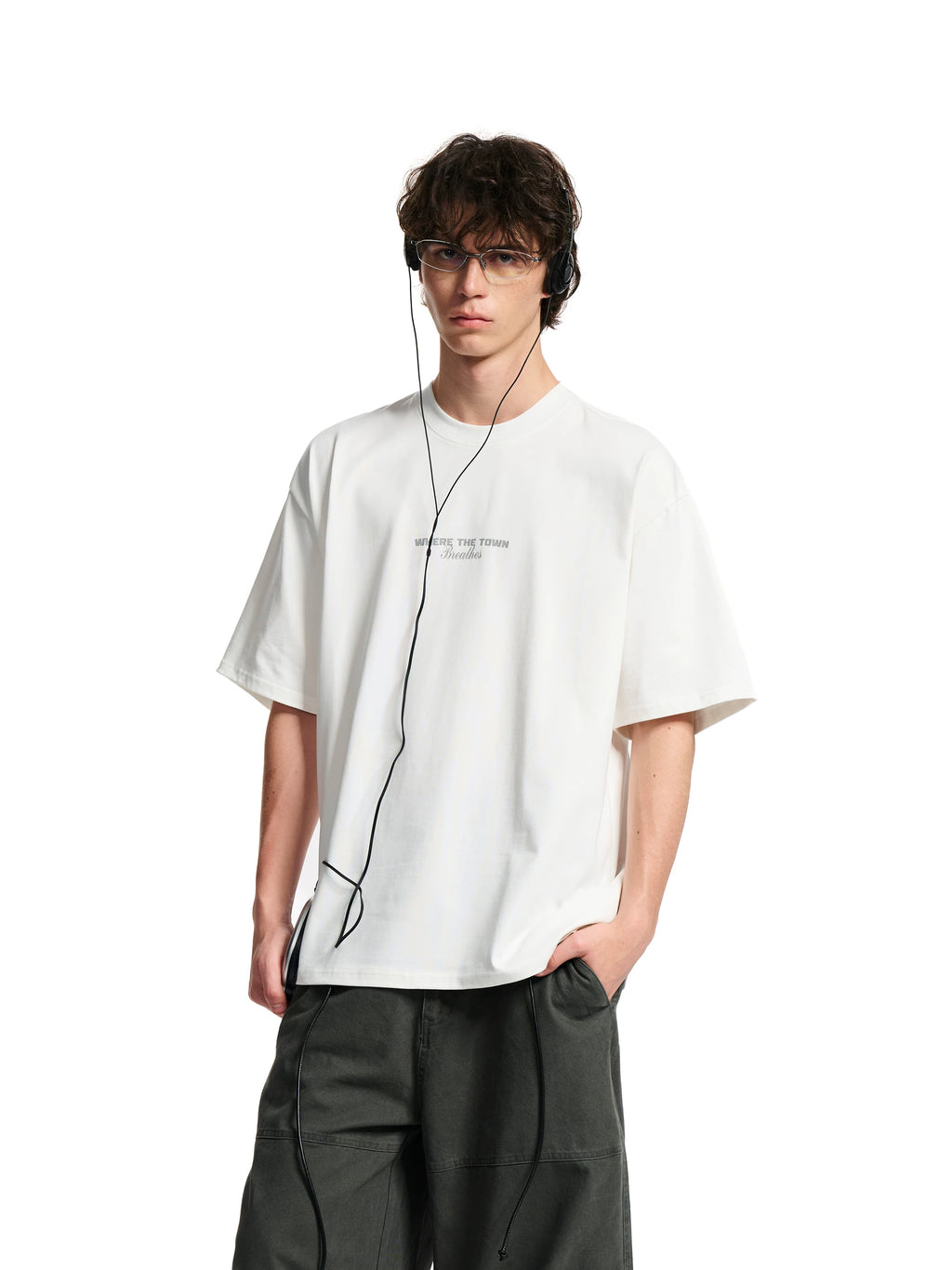 Loopsoon Back Letter Print Loose Versatile Tee