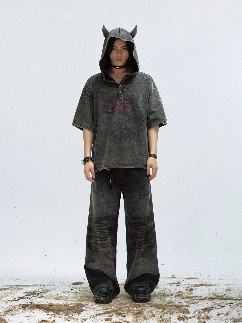 PEOPLESENSE Dark Little Devil 260g Loose Hooded Tee