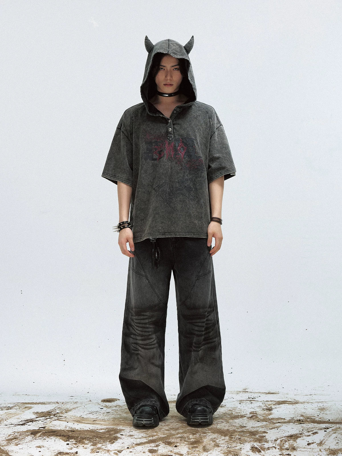 PEOPLESENSE Dark Little Devil 260g Loose Hooded Tee