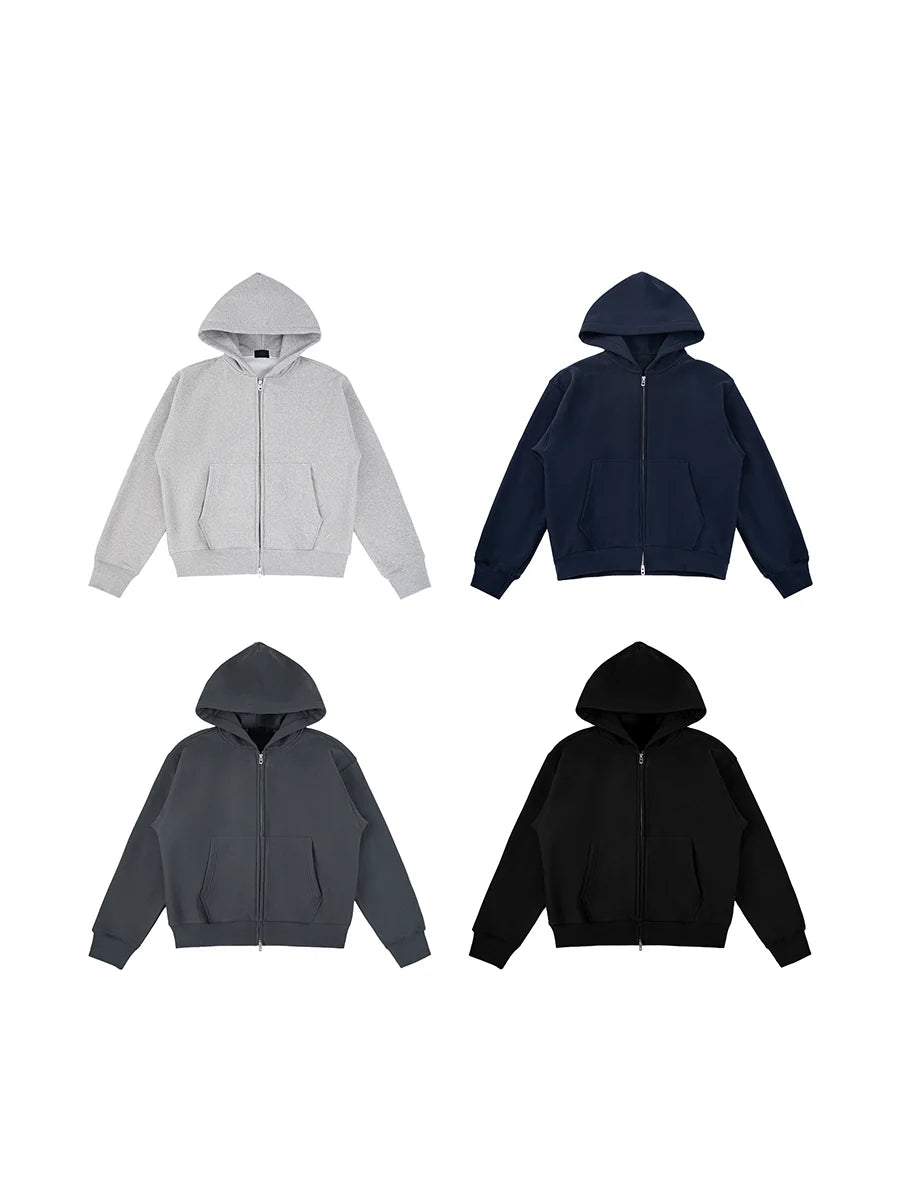 PLUS NO LOGO 520g Heat-Storing Loose Fit Zip Hoodie