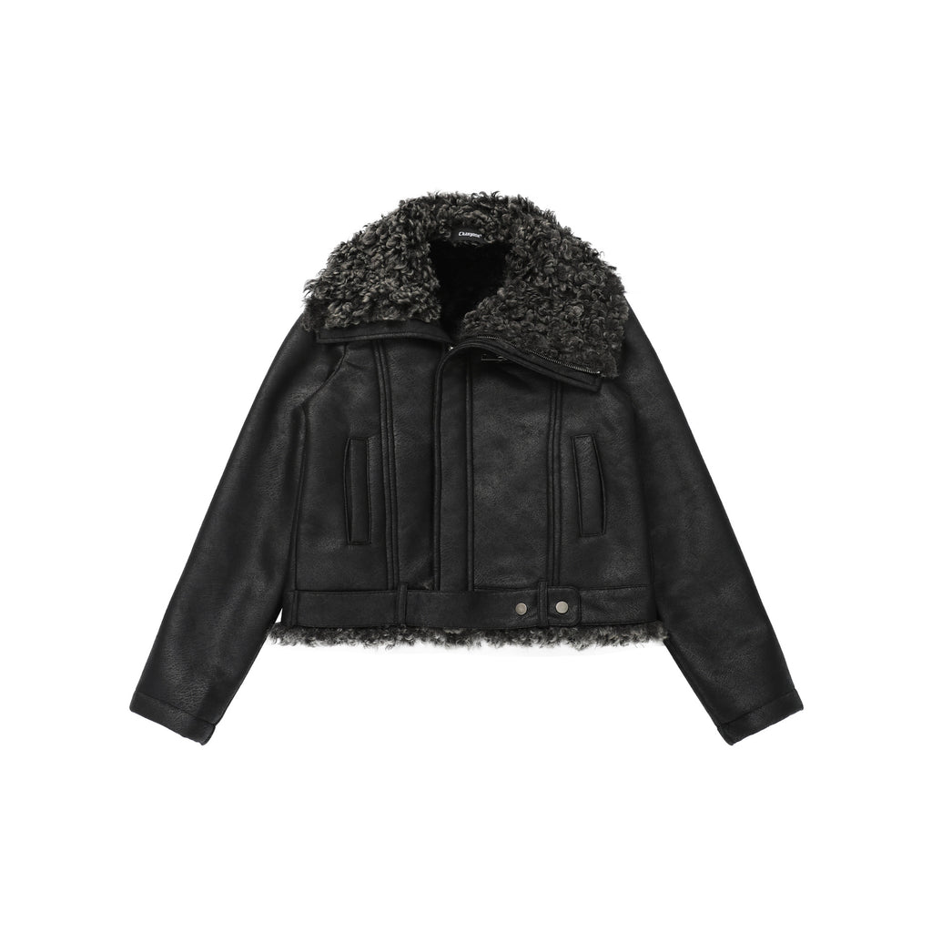 CHANYOOU Retro Asymmetrical Plush Lapel Jacket