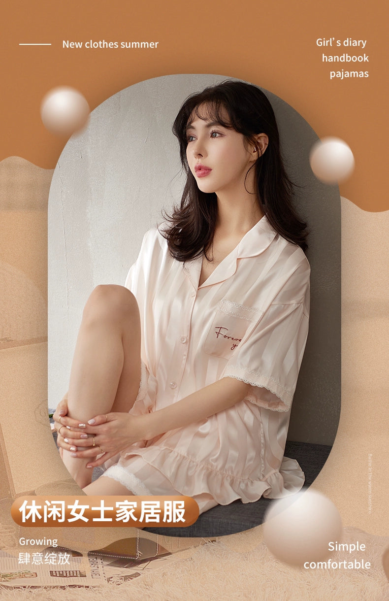 Urban Butterfly Ice Silk High-end Cute Loungewear Set