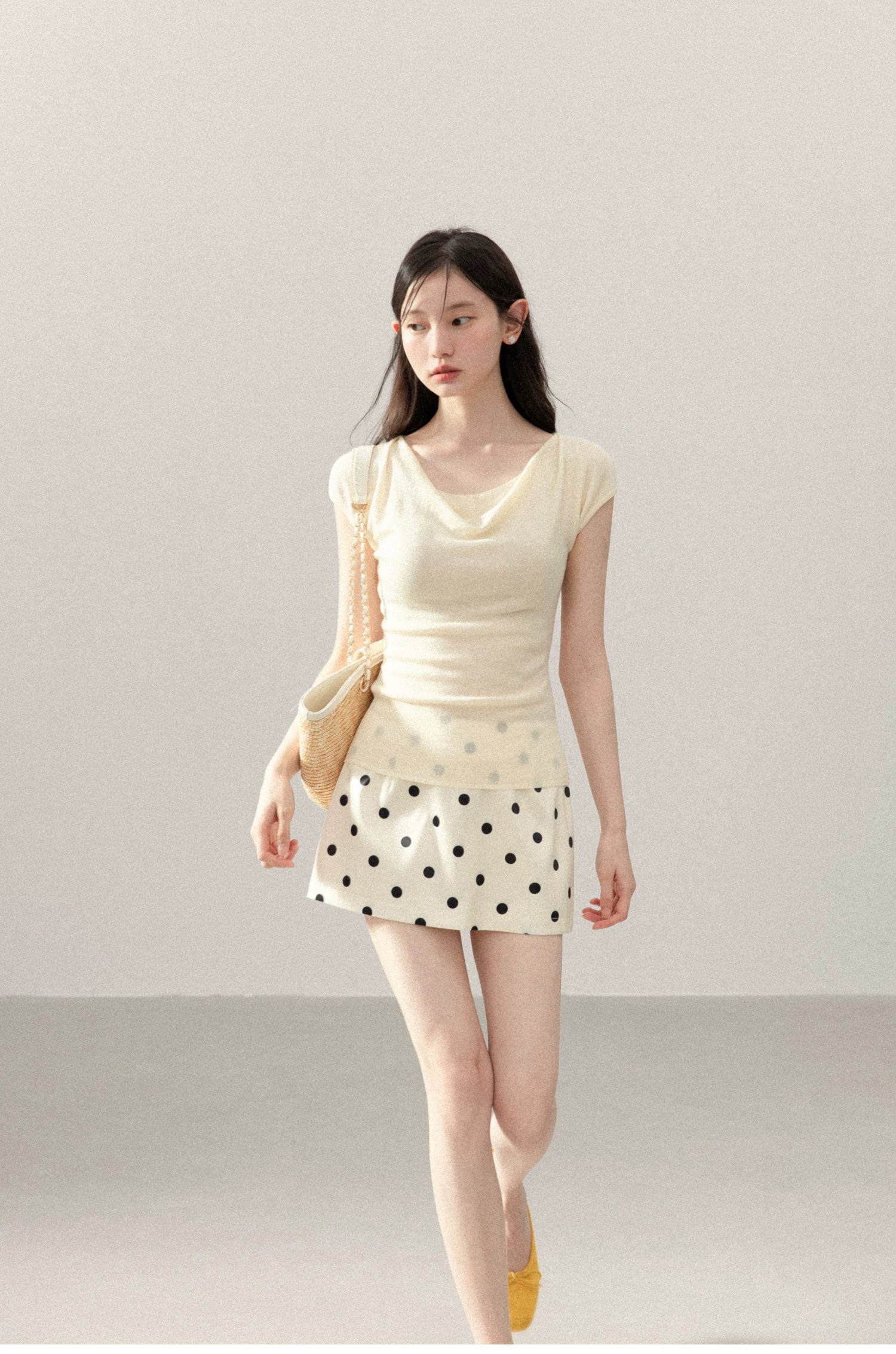 Cantonstory Polka Dot High Waist Slim Skirt Pants