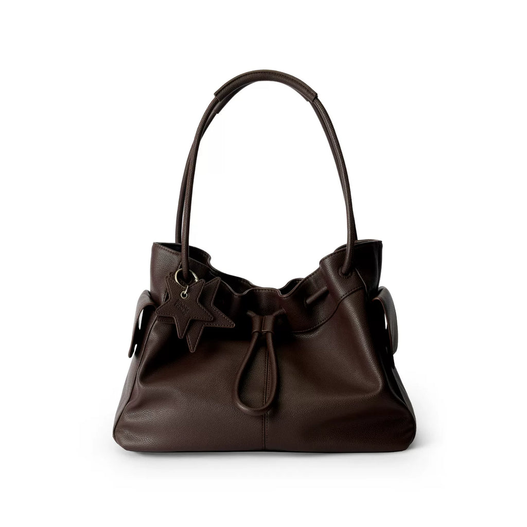 ECODAY Pebble Grain Faux Leather Drawstring Boston Bag