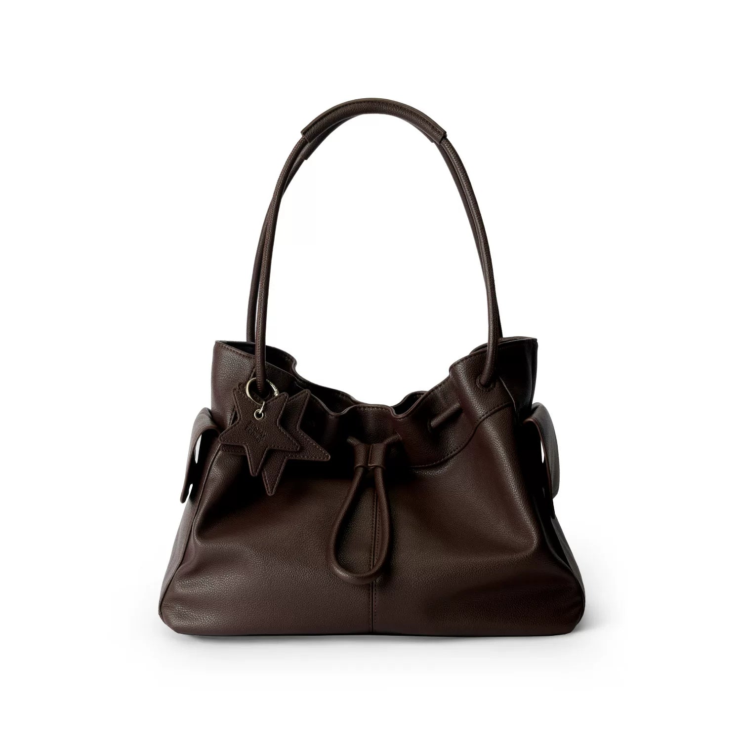 ECODAY Pebble Grain Faux Leather Drawstring Boston Bag
