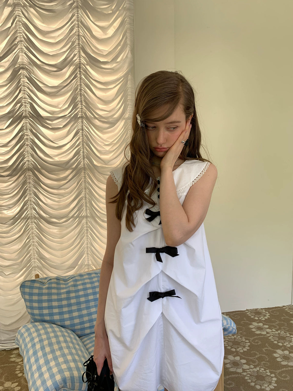 silvernorth lake Contrast Bow Lace Cocoon Dress