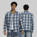 FIVE MEN Blue Plaid Loose Fit Casual Jacket