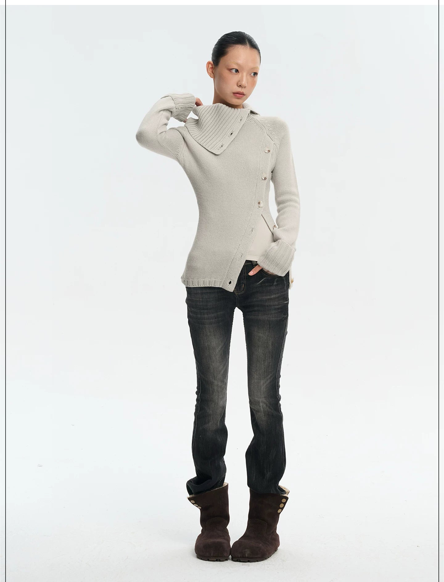 LINY LIBERTY Vintage Turtleneck Slim-fit Knitted Sweater