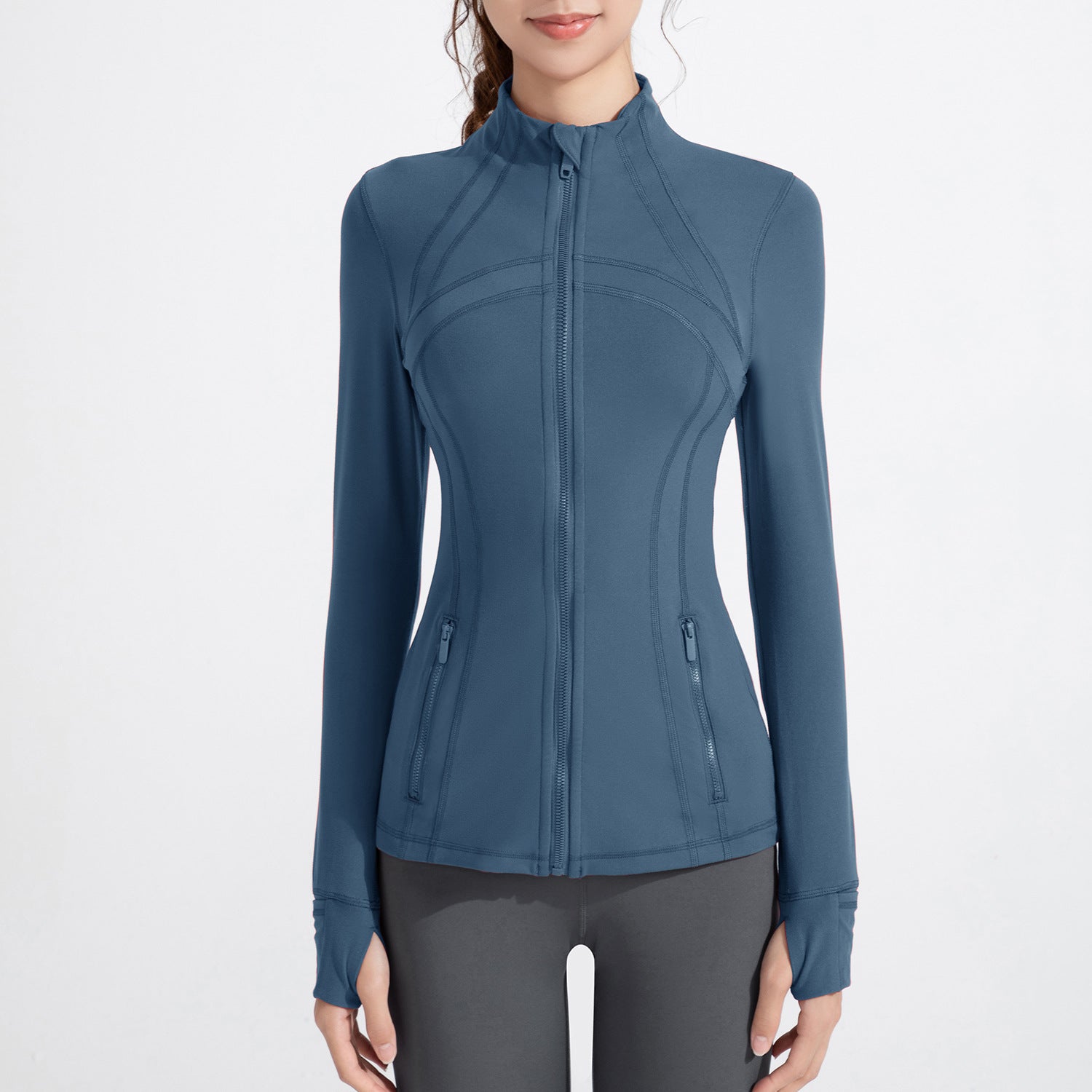 Athena Lulu Stand-up Collar Blazer Long-sleeved Zip-up Jacket