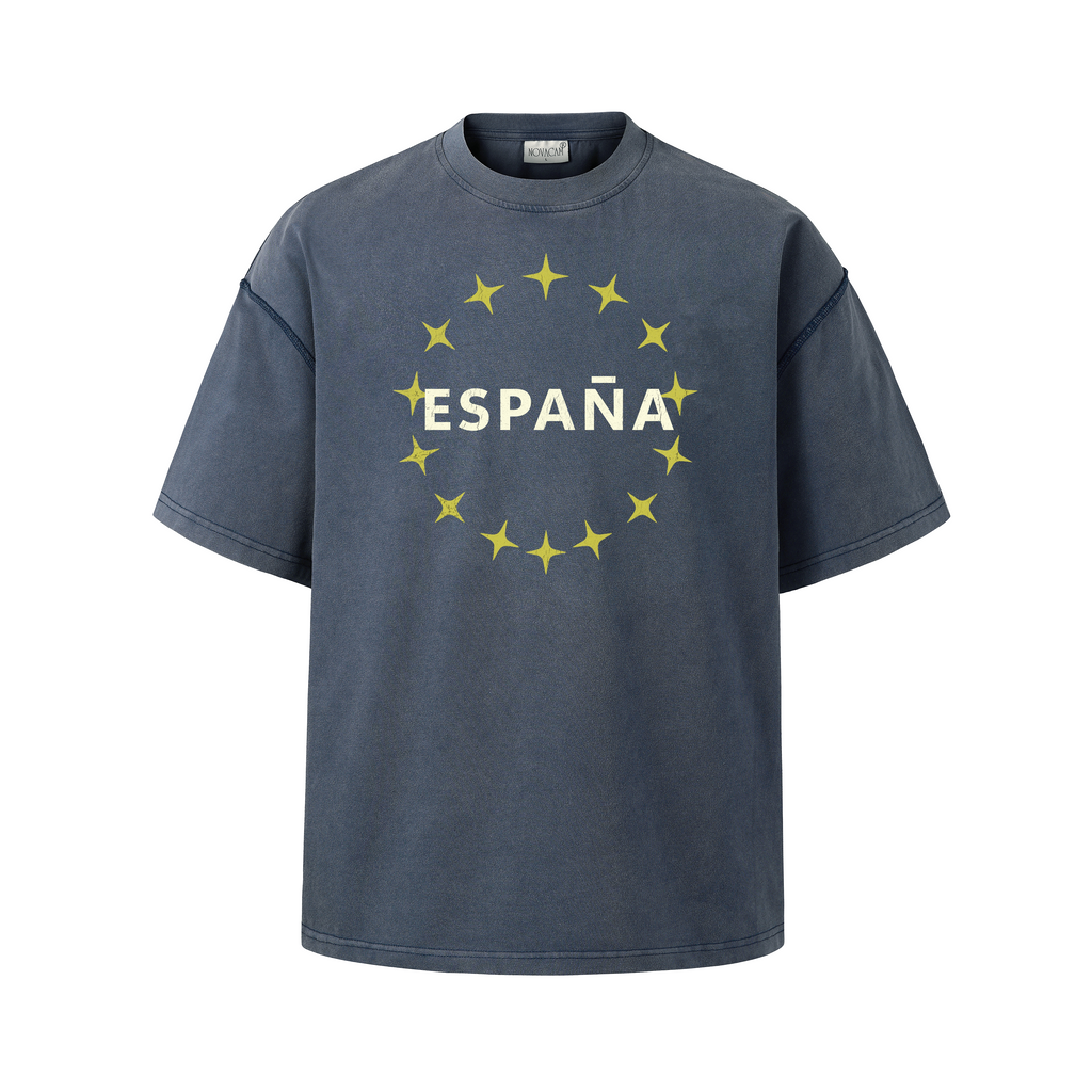 NOVACAM Letter Star Print Loose Tee