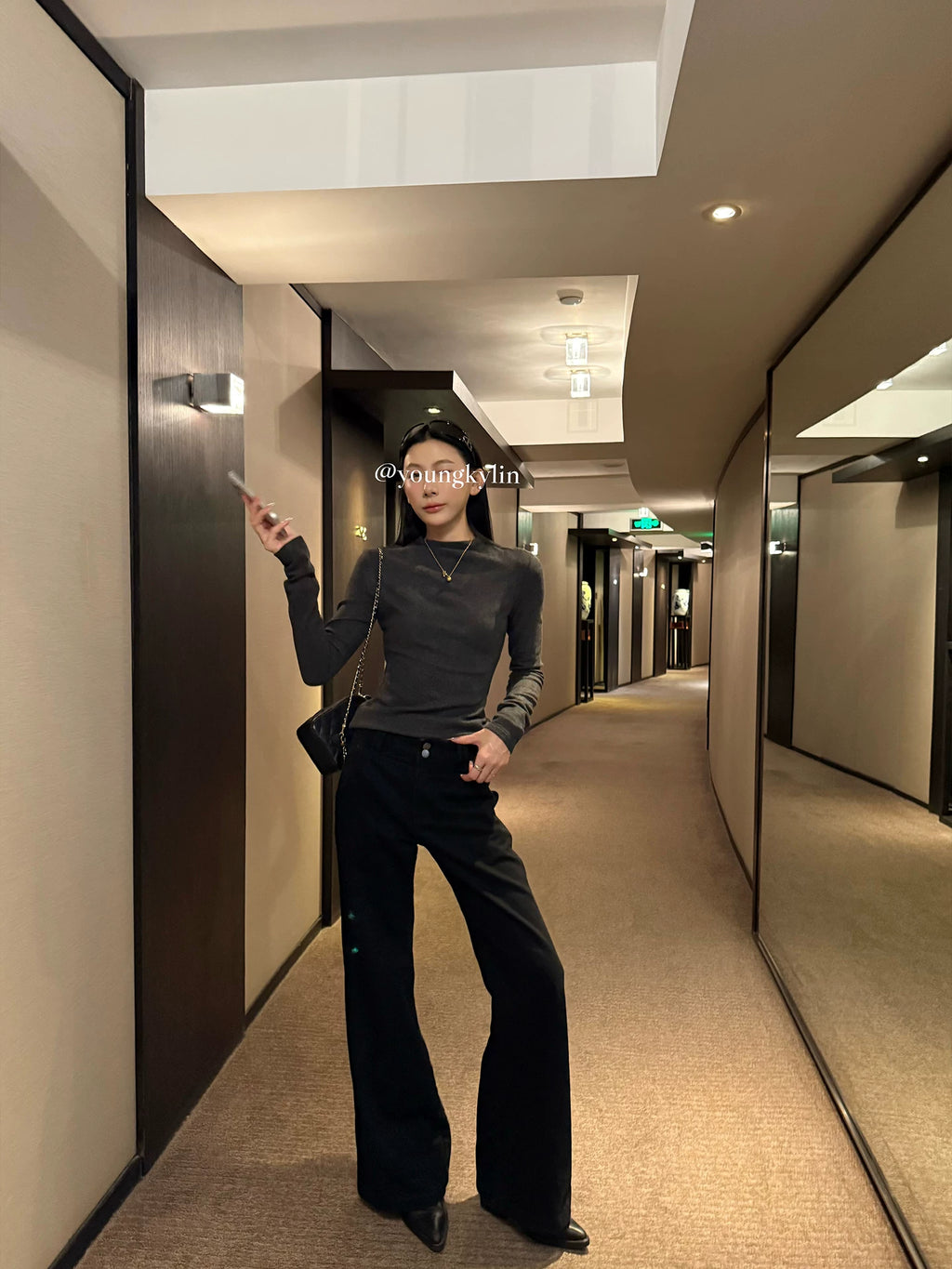 YOUNG KYLIN Fleece Straight Wide-leg Jeans
