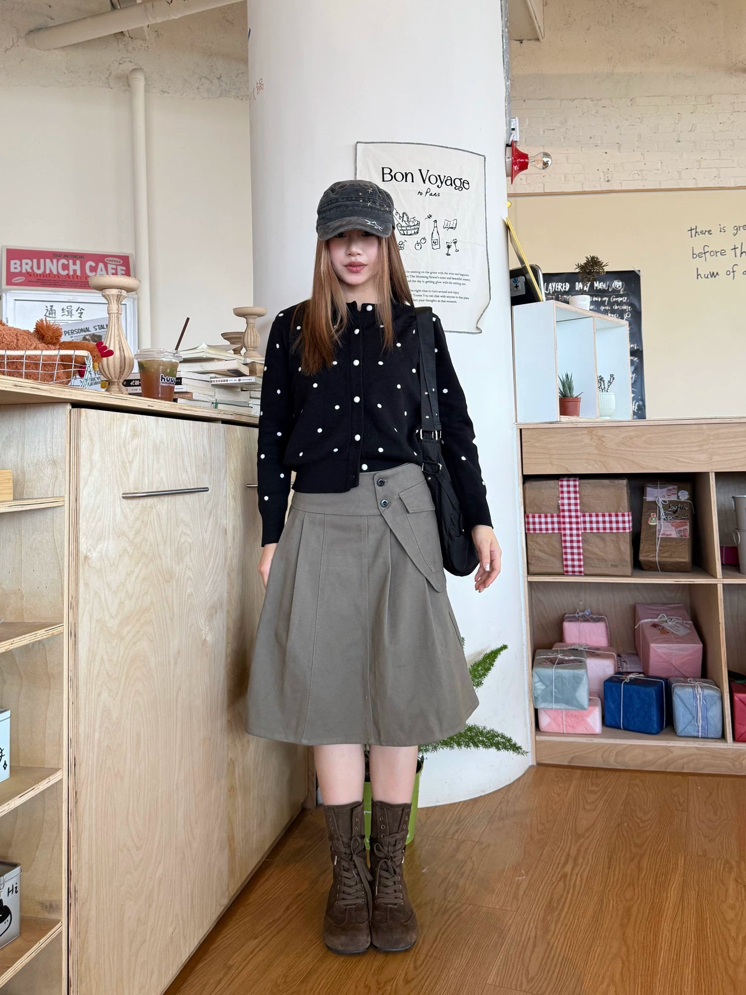 CCYE Front Shoulder Polka Dot Short Sweater Cardigan