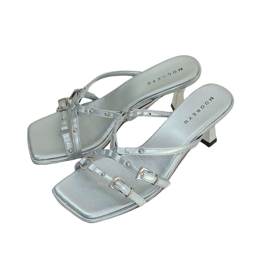 Mooreyu Open-toed Evening Breeze with Thin Heels and Cool Slippers