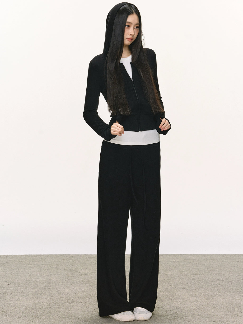 Anna Aneae Hooded Short Sweater Jacket Casual Sports Suit