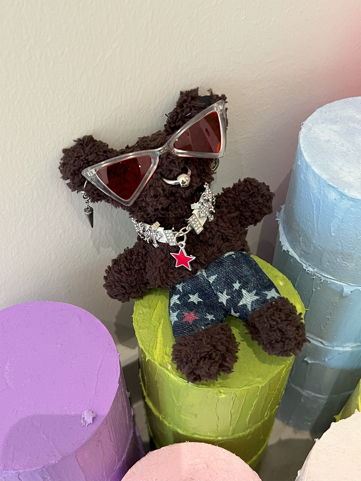 KUROUTAYA Neon Punk Plush Bear Keychain